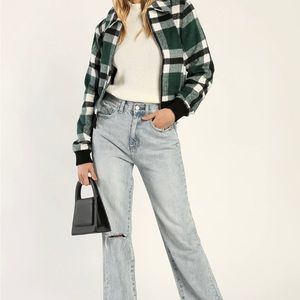 Brand new plaid lulus bomber jacket